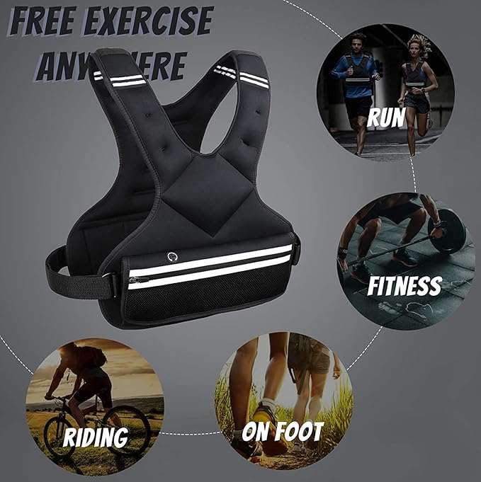 JoyPlus Adjustable Weight Vest,Strength Training Running Vest, Workout Equipment, Sport Exercise, Fitness, Weight Loss for Men 12LB, Women 8LB, Velcro or Buckle