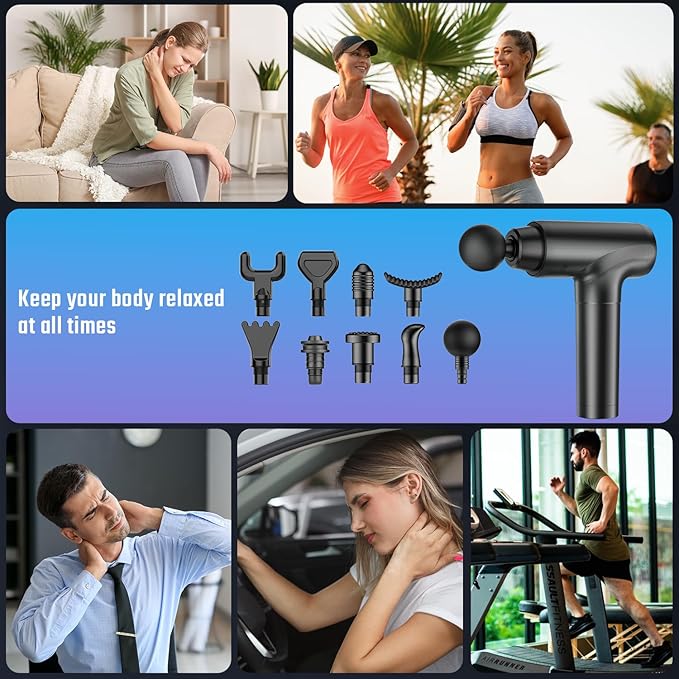 cotsoco Massage Gun with Heat Head, Muscle Massage Gun Deep Tissue Back Massager for Pain Relief, 20 Speeds Handheld Electric Massager Tool with Silent Brushless Motor, Gym Office Home Travel Use