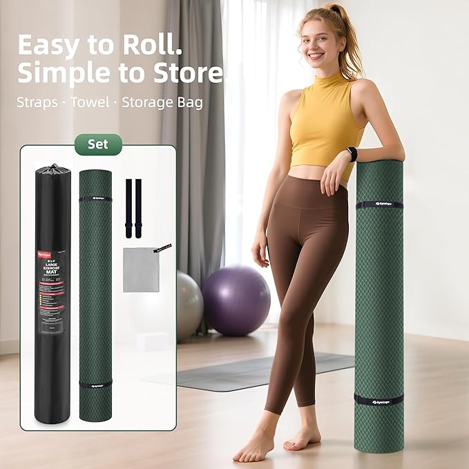 Extra Large Yoga Mat โ 72"x48" or 78"x57", 1/4"โ1/2" Thick Mat for Women & Men, TPE Non-Slip Pilates Mat for Home Gym, Yoga, Stretching, Meditation