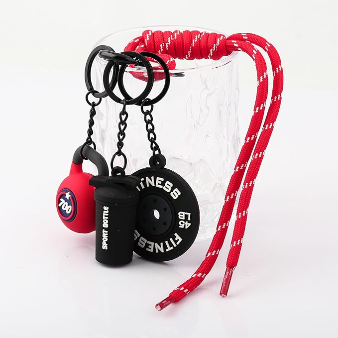 Gym Dumbbell Barbell Kettlebell Keychain - Cute Bag Purse Charms Accessories - Fitness Gift for Women Men