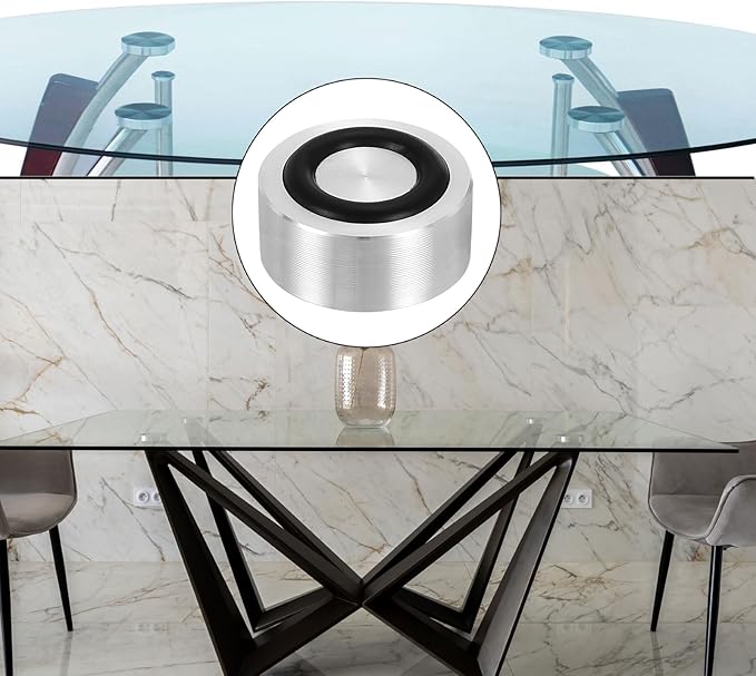 uxcell M8 Thread 20mm / 0.8" Dia 15mm Thick Aluminum Circle Disc Glass Top Adapter 4pcs Round Solid Table Feet Pad Plate Hardware with Anti-Slip Rubber Ring