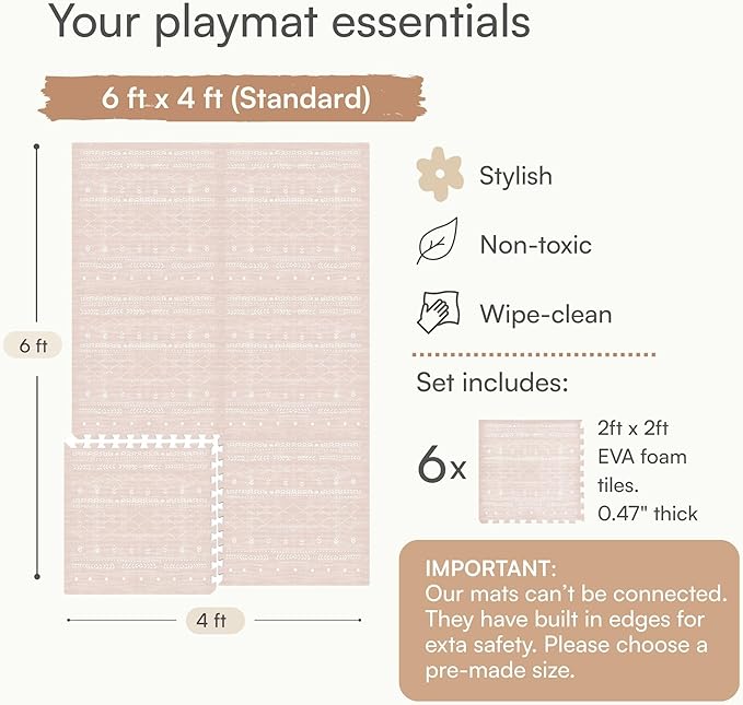 Lillefolk Baby Play Mat for Floor – 4x6ft Dusk | Soft Non Toxic Premium EVA Foam Tiles for Tummy Time, Crawling & Playroom – Waterproof Interlocking Floor Mat for Babies & Toddlers (6 Tiles)