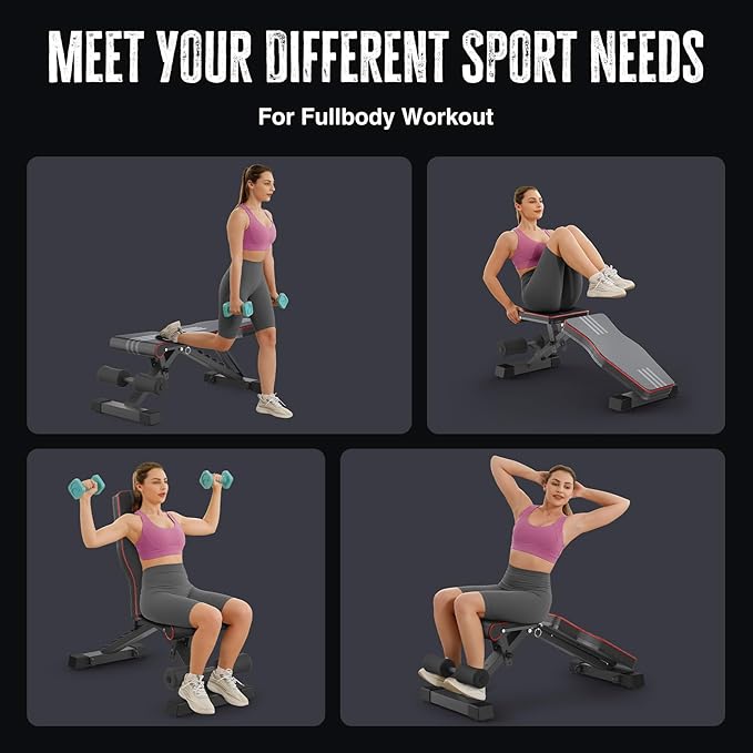 Multi-Function 6 in 1 Weight Bench Set - Leg Press, Preacher Curl Rack, Adjustable Workout Bench & Squat Rack for Full Body Exercise, Fitness Strength Training for Home Gym
