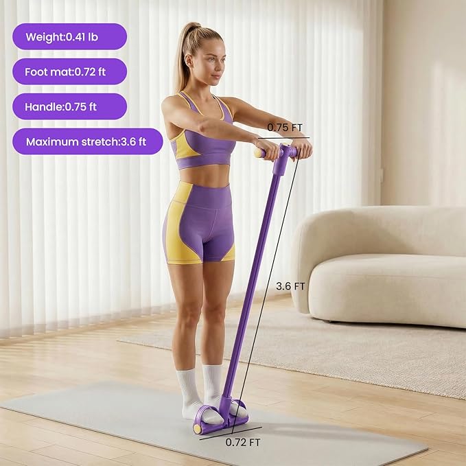 Upgraded 8-Tube Multifunction Foot Pedal Resistance Band, Enhanced Tension Sit Up Pull Rope, Abdominal Trainer for Home Gym, Full Body Workout for Core Leg Arm Waist Strength Training, use Barefoot
