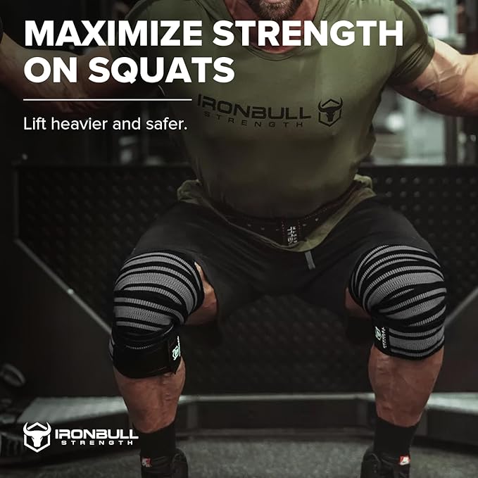 Knee Wraps for Weightlifting - 80" Elastic Knee Straps for Squats and Weight Lifting - Lifting Knee Wraps for Strength & Compression Wrap - Knee Support for Squatting, Powerlifting, Gym