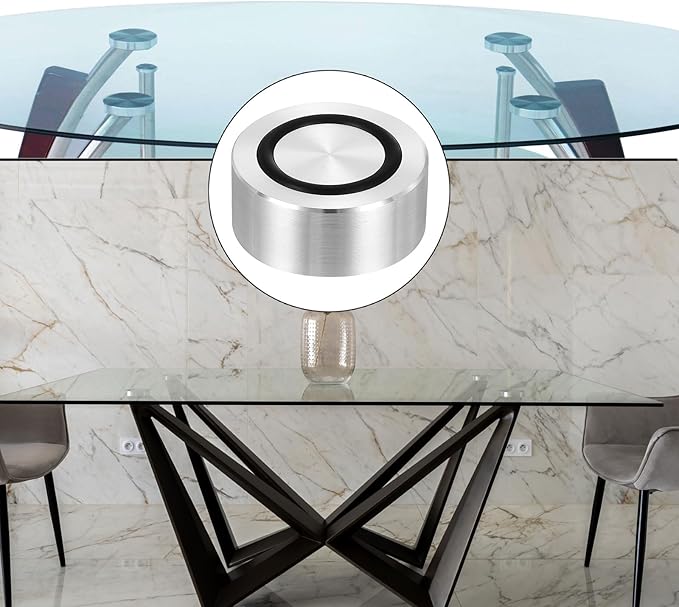 uxcell M8 Thread 35mm / 1.4" Dia 15mm Thick Aluminum Circle Disc Glass Top Adapter 4pcs Round Solid Table Feet Pad Plate Hardware with Anti-Slip Rubber Ring