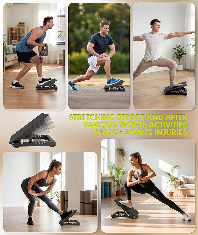 Steel Slant Board for Calf Stretching, 600lbs Capacity Incline Board with Full-Surface High-Grip Tape, 5-Level Adjustable Squat Wedge for Plantar Fasciitis, Home Gym & Physical Therapy