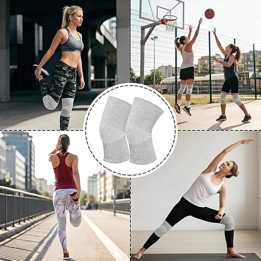 Premium Bamboo Knee Sleeve - 2 Pair Bamboo Compression Knee Sleeve for Women & Men, Anti-Slip Elastic Sport Warm Knee Brace for Arthritis (Black+Gray,Medium)