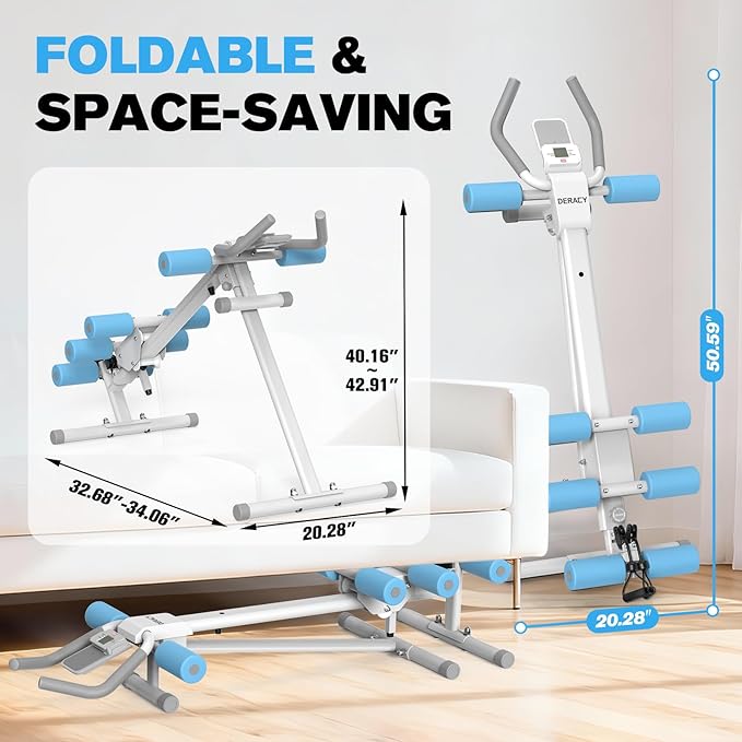 DERACY Ab Workout Machine Adjustable Ab Trainer Abdominal Trainer for Home Gym Foldable Ab Crunch Machine for Core 440 LBS