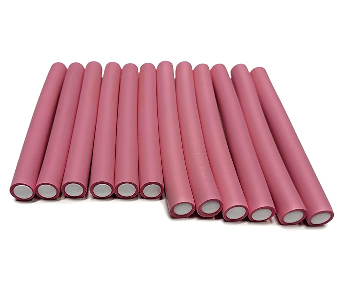 My Beauty Spot Flexi Rods Foam Hair Rollers 3/4" Diameter Professional Salon Quality 10 Pcs Rubber Hair Rollers for Long, Medium and Short Hair (Light Pink)