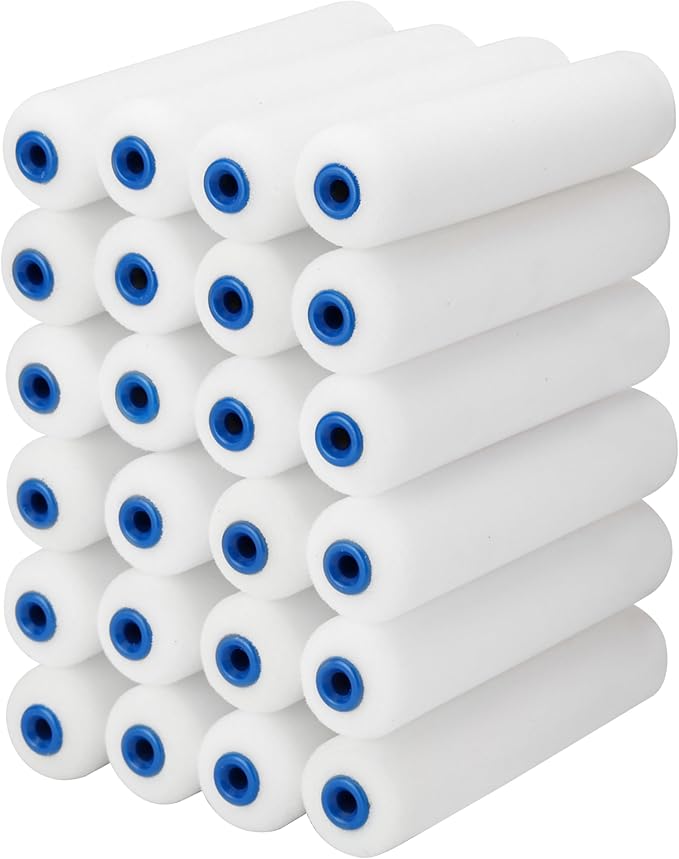 Bates- Foam Paint Roller Covers, 6", 24 Pack, White, High Density Foam Roller Paint