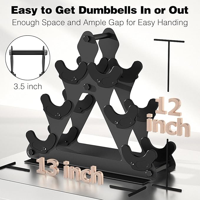 Dumbbell Rack Stand Only | Space-Saving Weight Rack for Home Gym, Hand Weight Rack Dumbbell Storage for Dumbbell Set (3-15 LB), Durable Metal Stand with Easy Assembly (Dumbell not Included)