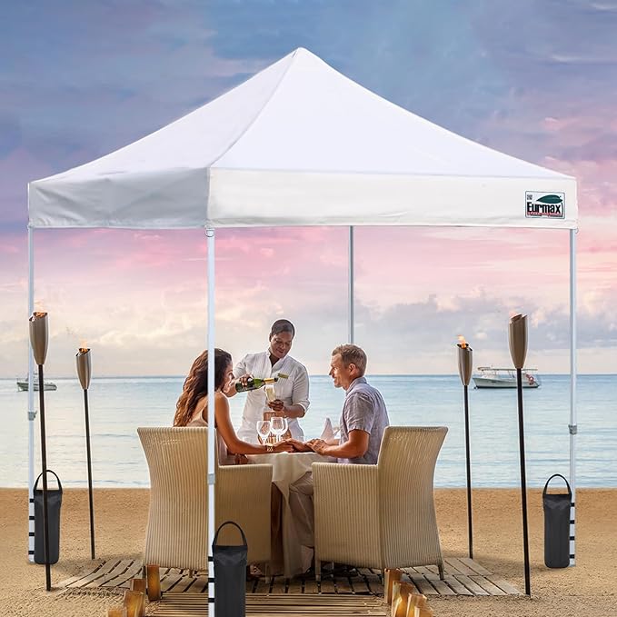Eurmax USA 125LBS 4-Pack Universal Canopy Weights, Secure Wind Protection to Prevent Tipping, Easy Wrap-Around Installation Heavy Duty Sandbags (Without Sand), Fits All Instant Shelter Legs,Black