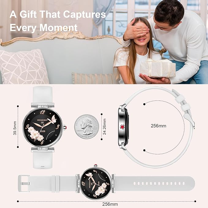 Smart Watch for Women, 1.19" AMOLED Touchscreen Fitness Watch(Calls/Notifications)3 Straps, 24H Heart Rate/Sleep Monitor/Female Cycle, 120+ Sports Modes, IP68 Waterproof Smartwatch for Android iPhone