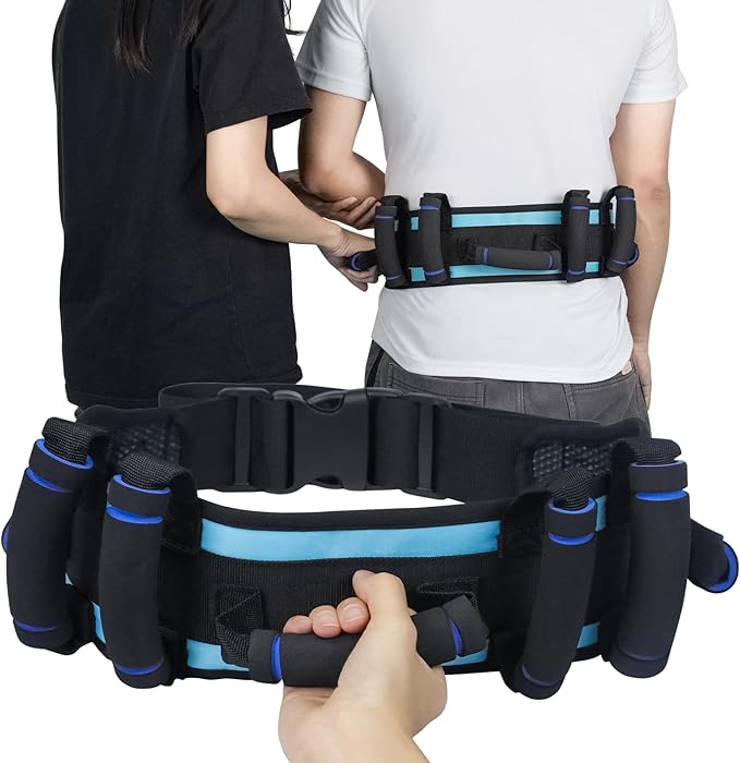 Gait Belt Transfer Belt with 7 Handles, Quick Release Buckle Lifting Belt for Seniors Medical Nursing Safety Assist for Elderly, Disabled, Bariatric, Physical Therapy