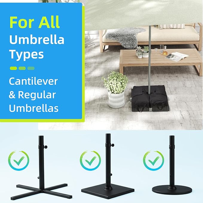 Square Umbrella Base Weight, 18 inches, Up to 88 lbs, Fits Any Offset, Cantilever & Outdoor Patio Umbrella Stand ~ Easy to Install (Side-Slot Opening)