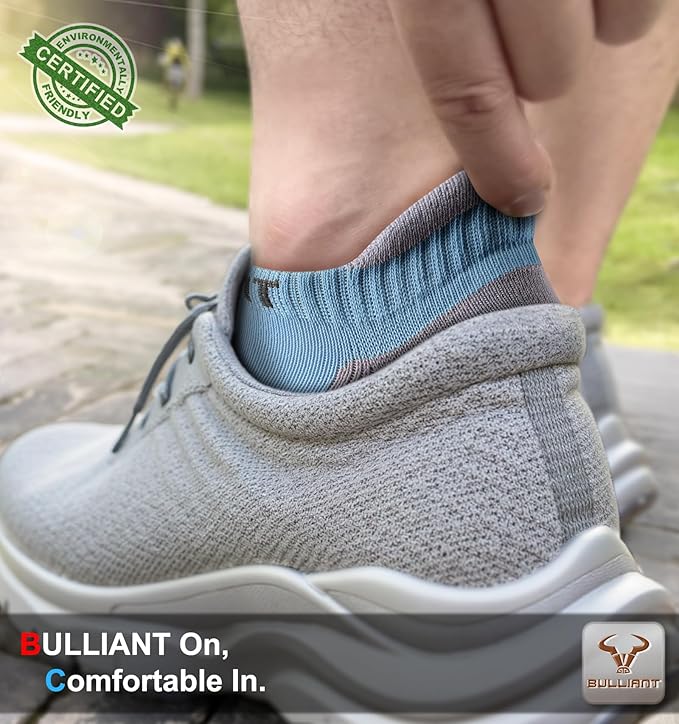 BULLIANT Men Running Socks,Active Ankle Socks No Show For Men With Cushioned Footbed Arch Support Breathable Wicking