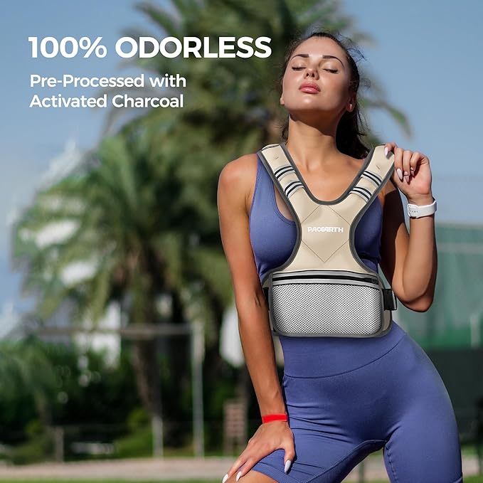 PACEARTH Adjustable Weight Vest 4-10lbs / 11-20lbs / 20-32lbs X-Shape Weighted Vest for Women and Men, Home Workout Ironsand Vest with Zipper Pouch and 6 Weight Packs, Available in Pink, Gray, Black