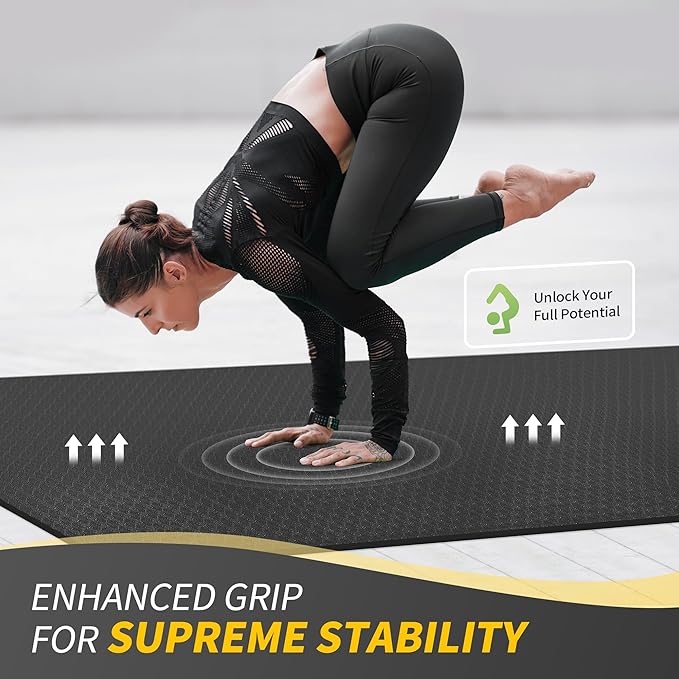 CAMBIVO Yoga Mat 72" x 48" Large Workout Mat for Home Gym Flooring | 6mm-12mm (0.24"-0.48") Extra Thick Exercise Mat for Apartment Fitness | High-Density TPE Cushioning for Joint Protection