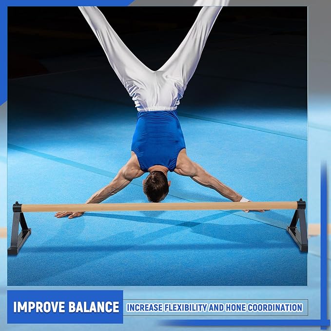 Leyndo 54” Gymnastics Pirouette Bar Wood Parallettes Bars Set Handstand Bars Trainer Gymnastics Floor Bar Push up Bars for Gymnast Handstands Floor Training Gymnast Gifts