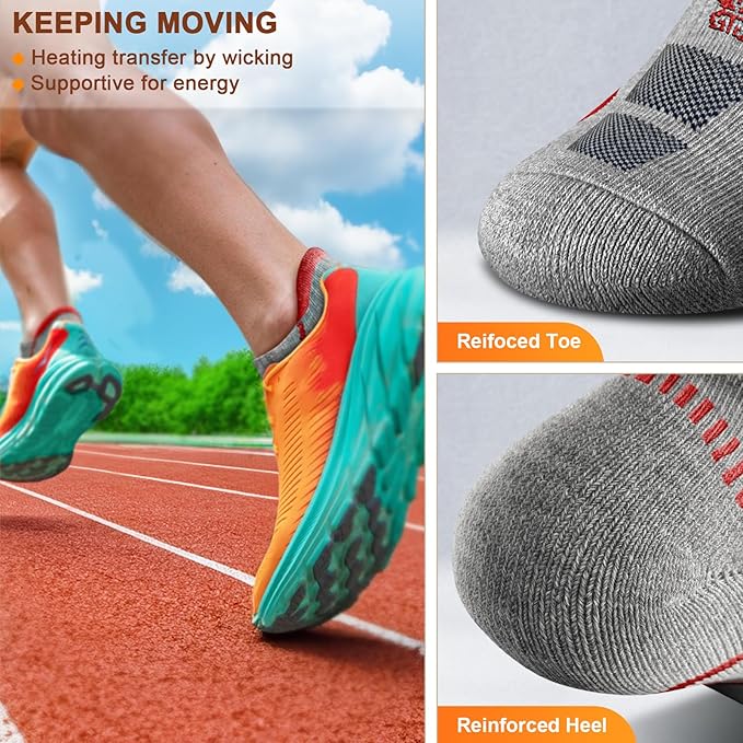 BULLIANT Men Running Socks,Active Ankle Socks No Show For Men With Cushioned Footbed Arch Support Breathable Wicking