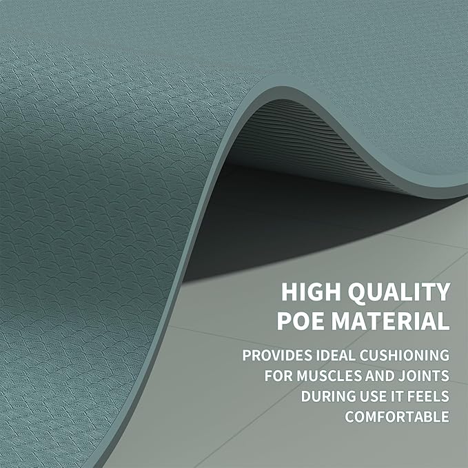 Large Yoga Mat (6'x 4') - Extra Long and Wide Workout Mat for Men and Women, Non-Slip POE 0.32''/0.4'' Thick Fitness Mat, Eco-Friendly Exercise Mat for Home Workouts, Ideal for Yoga and Pilates