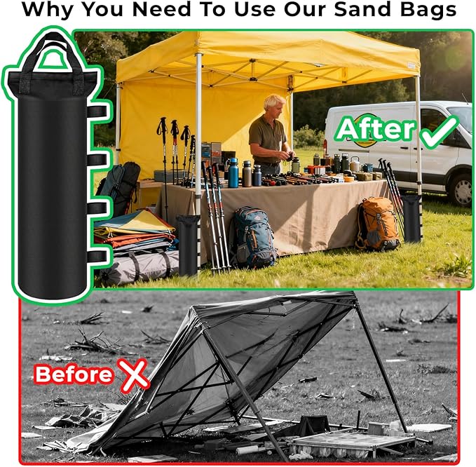 Canopy Weights Sand Bags 4 Pack Canopy Weight Bag SandBags for Canopy Legs Outdoor Pop Up Tent Gazebo Weights Set of 4 (4)
