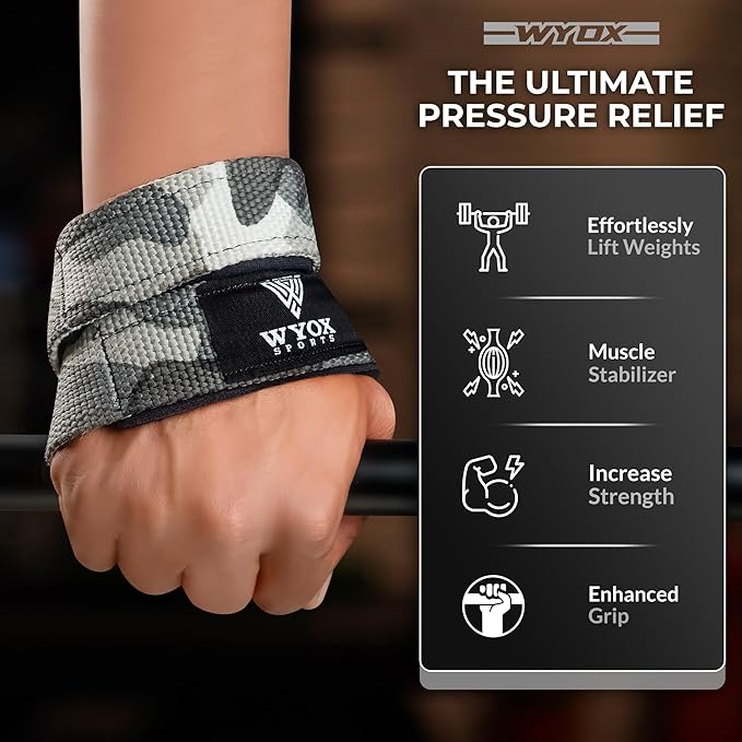 WYOX Figure 8 Lifting Wrist Straps for Weightlifting β Heavy Duty Padded Neoprene Wrist Support, Powerlifting & Strength Training Lift Straps for Deadlifts, Pull Ups, Rows, Shrugs, Gym Training Hand Grip Support for Bodybuilding
