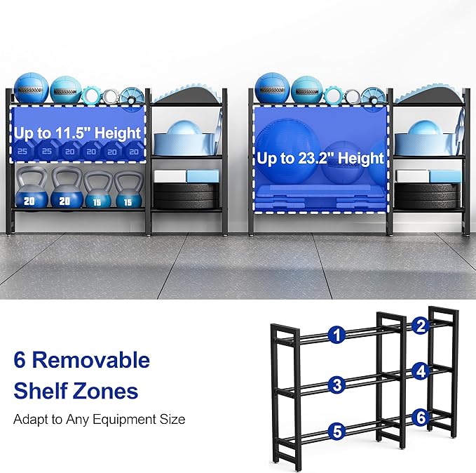 Dumbbell Rack 3-Tier Weight Stand Dumbbell Storage 50In Length For Home Gym Adjustable Spacing