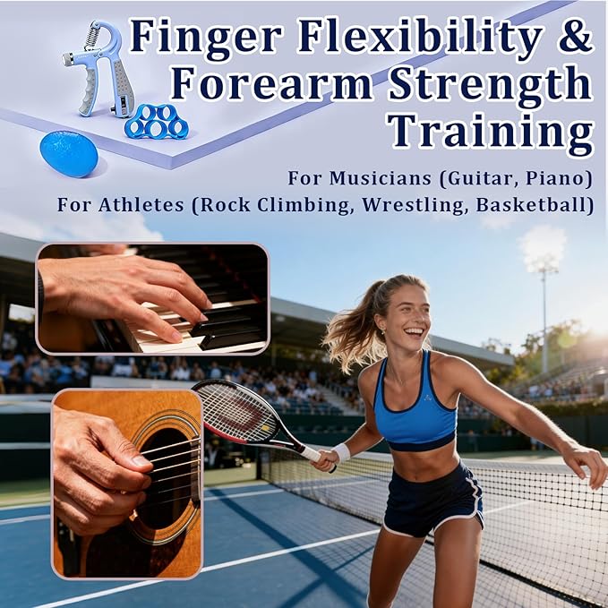 CYFIE Grip Strength Trainer Kit with Adjustable Resistance 10 - 132 Lbs, Forearm Exerciser, Finger Stretcher, Stress Ball, Forearm Strengthener for Workout wuth Storage Bag, Muscle Building and Recovery