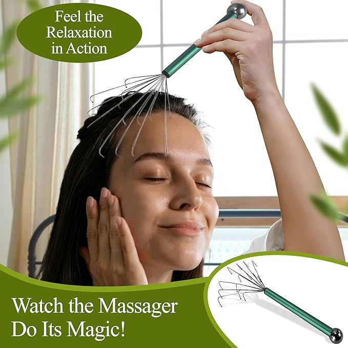 stargo Massage Master Metal Back Scratcher Extendable for Men, Women, Elderly - Wide Wire Claw Scratching Head Body Massager - Hand Back Scratch for Adults, Dogs - Massage Stick Gift