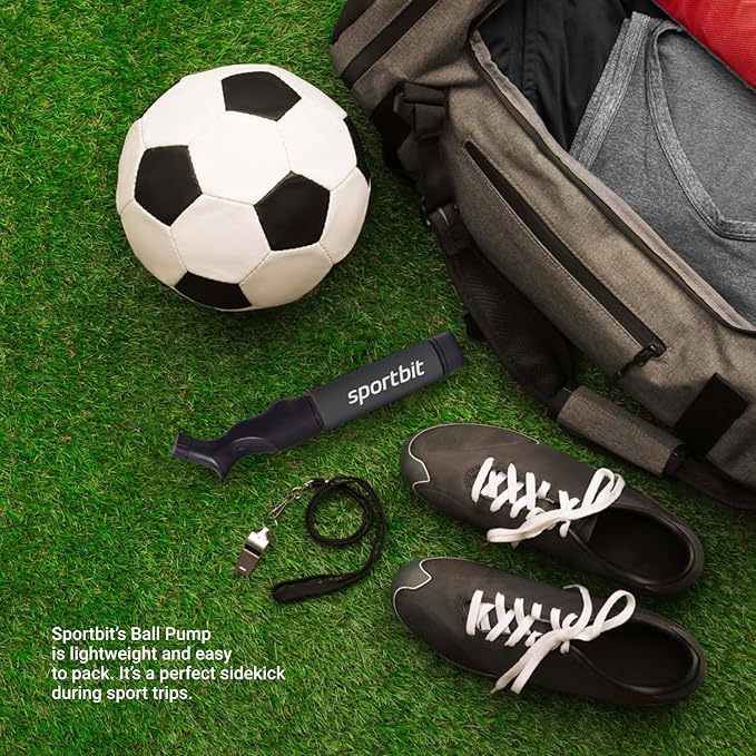 SPORTBIT Ball Pump for Sports Balls - Push & Pull Inflating System - Hand Pump for All Exercise Balls - Volleyball Pump, Basketball Inflator, Football & Soccer Ball Air Pump - Goes with 5 Needles Set