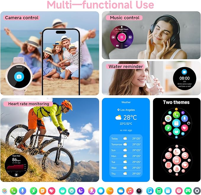 Smart Watch for Women Men, 1.27" HD Fitness Tracker with Heart Rate, Sleep, Step, SpO2 Monitor, IP68 Waterproof for Android iOS (Pink)