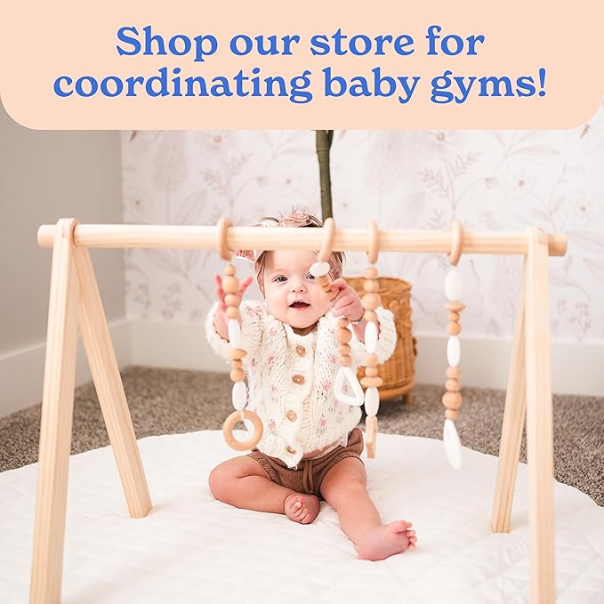 Round Baby Play Mat for Floor, 43" Reversible Tummy Time & Crawling Mat, Soft Cushioned Cotton Baby Playmat, Foldable & Machine Washable Activity Mat for Newborn to Toddler, Neutral Nursery & Playroom