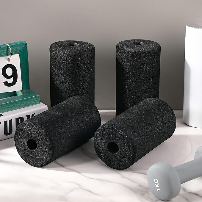 Deekin 4 Pcs Foam Foot Pad Rollers Buffer Tube Cover for Exercise Machine Home Gym Equipment Replacement Pads for Leg Extension Weight Bench Inversion Table(0.87 x 2.75 x 5.1 Inches)