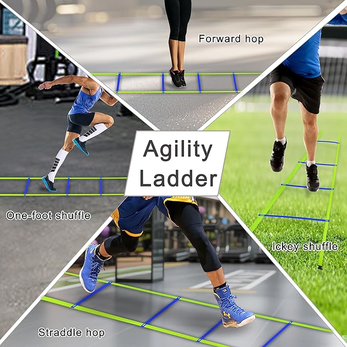 20ft Adjustable Agility Speed Ladder Training Ladder with Carry Bag - Soccer, Speed, Football Fitness Feet Training - Agility Training Equipment for Footwork Drills