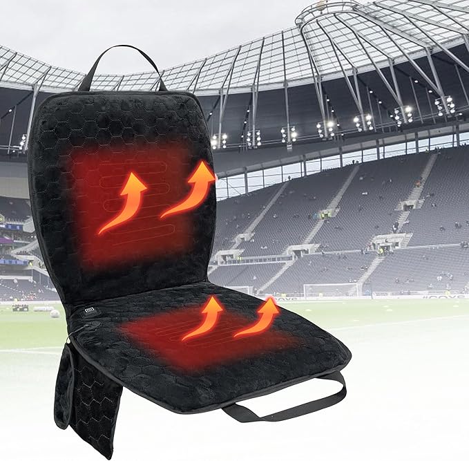 Portable Heated Seat Cushion(No Power Bank) Heated Camping Chair Pad,Foldable Heated Stadium Seat for Bleachers,USB Powered Heated Seats Great for Sports, Fishing, Concerts Black