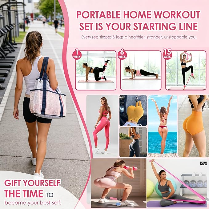 Women Glute Workout Equipment Set, Ankle Resistance Bands with Cuffs Long Yoga Resistance Bands Socks & Bag, Glute Sculpting at Home Set for Gym Equipment Pilates Kit
