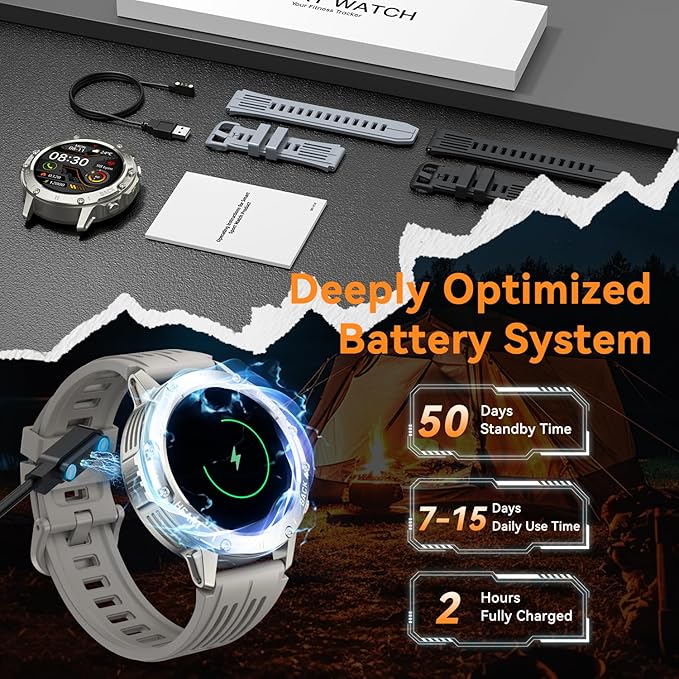 zhizhi Smart Watch for Men Fitness Tracker: Smart Watches for Android Phones iPhone Bluetooth Waterproof Make Answer Call Digital Mens Watches Heart Rate Monitor Running Smartwatch Samsung Compatible
