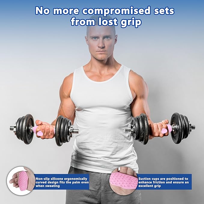 Silicone Gym Grips for Weight Lifting,Workout Gloves for Women Men Alternative,Anti Slip Gym Workout Grip,Rubber Gym Hand Grips-Weightlifting Grips Pad for Barbell,Pull Up,Ryptfit,Training