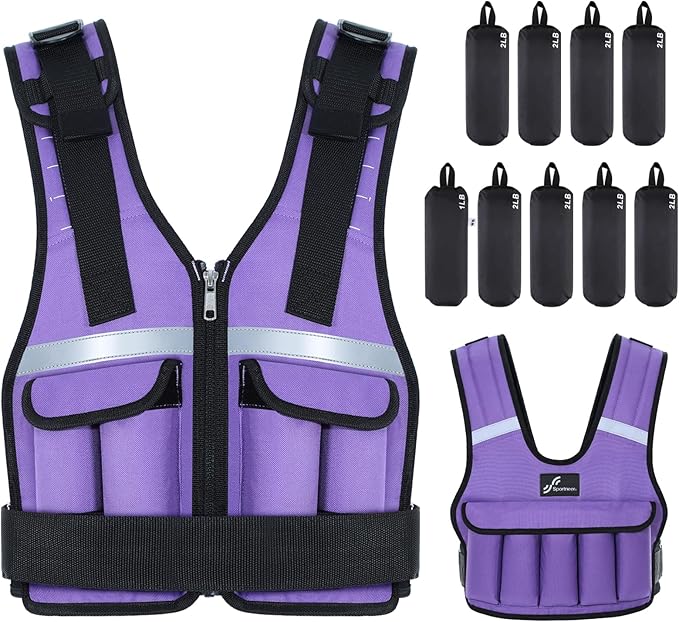 Sportneer Adjustable Weighted Vest Weights: 2-18 lbs/2-40 lbs Washable Weight Vest for Walking 16 In 1 Fast Adjust Rucking Vest for Women and Men Home Gym Running Jogging Strength Training Vests