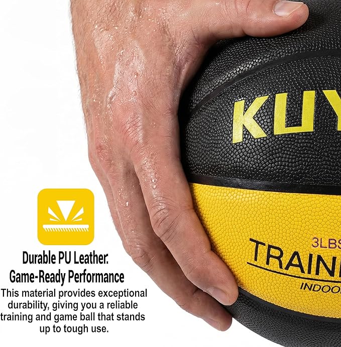 KUYOTQ 3LBS/3.3LBS/2.2LBS Weighted Heavy Training Basketball 29.5/28.5" in and Outdoor Improving Handling Dribbling Passing Rebounding Skill Composite Size 7/6 Weighted Training Basketball Equipment