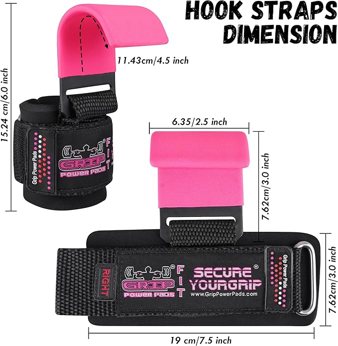 Weight Lifting Rod Hooks Heavy Duty Wrist Wraps Power Weight Lifting Training Gym Grips Straps Set of 2