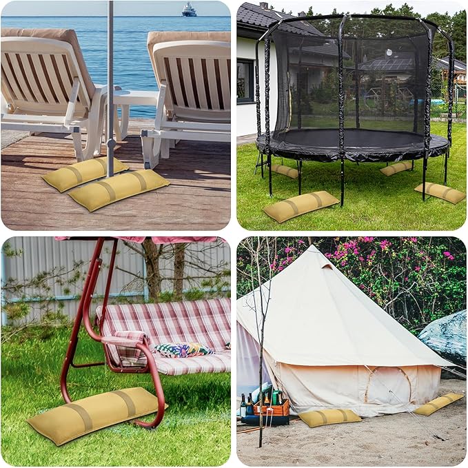 200 LBS Sand Bags for Weight, Umbrella Base Weights Sandbags, 4 Packs Fillable Heavy Duty Weight Sandbag for Outdoor Furniture Garden Backyard Patio Umbrella Trampoline Poolside Accessories (Khaki)