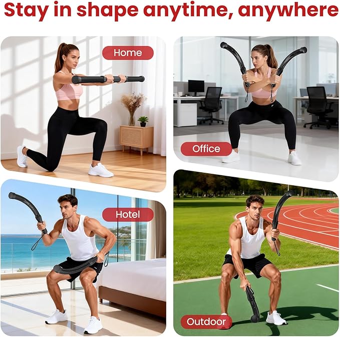 DERACY 2-in-1 Cordless Battle Ropes, Ropeless Battle Ropes for Home Gym, Portable Battle Rope, Home Workout Equipment for Men Women (Black)