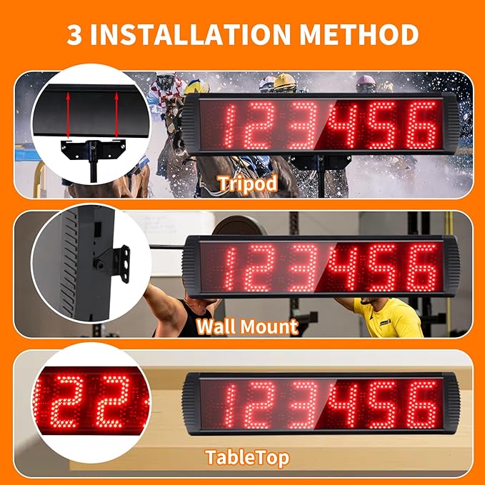 Race Clock with Tripod for Running Events, Large LED Stopwatch with Remote,Countdown/Count up Gym Timer for Home,Wall Digital Time Clocks