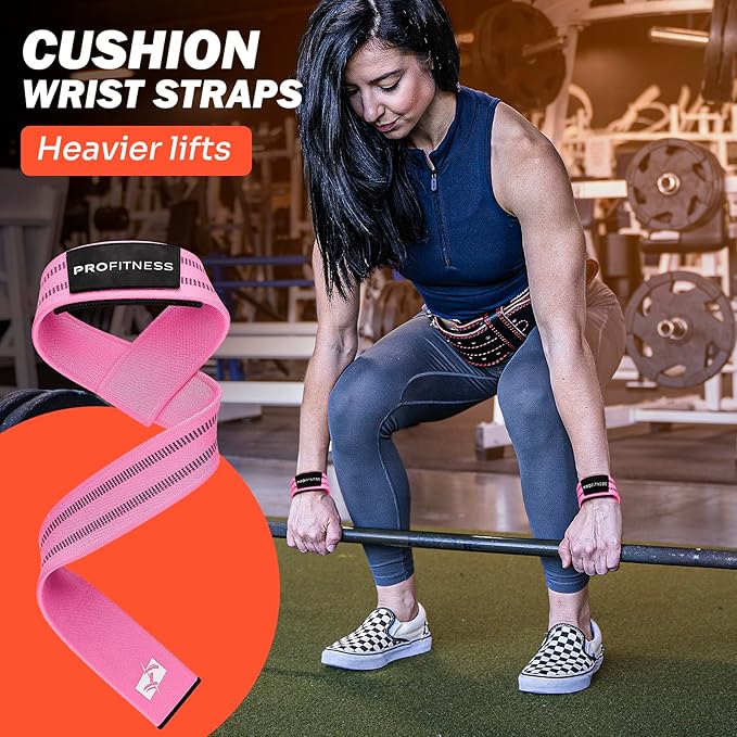 ProFitness Wrist Wraps for Weightlifting with Premium Lifting Straps - Weight Lifting Wrist Wraps and Gym Straps Ideal for Men & Women Workout & Training - Workout Straps with Wrist Support