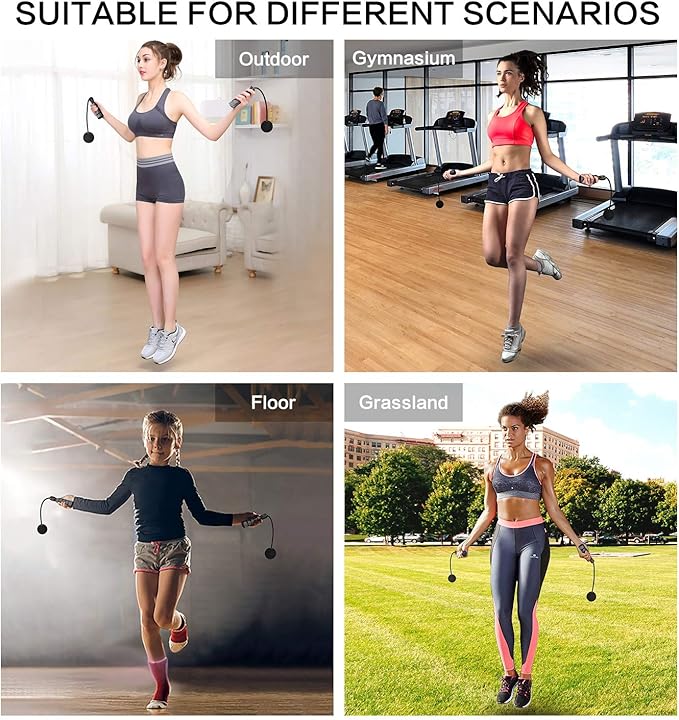 Jump Rope, Training Ropeless Skipping Rope for Fitness, Adjustable Weighted Cordless Jump Rope for Men and Women