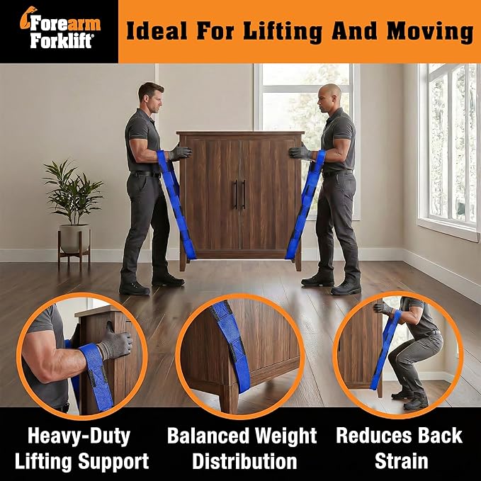 Forearm Forklift 2-Person Lifting and Moving Straps - Lift, Move and Carry Furniture, Appliances, Mattresses or Any Item up to 800 lbs. Safely and Easily Like a Pro, Ultramarine Blue Special Edition