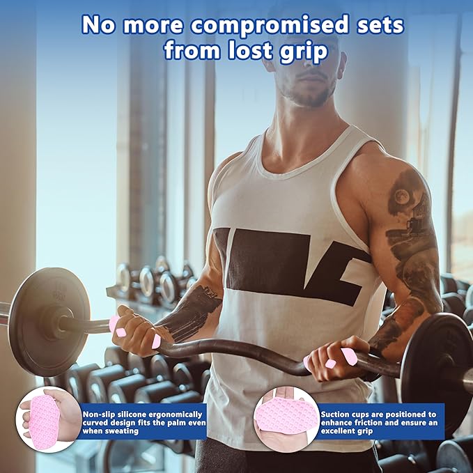 Silicone Gym Grips for Weight Lifting,Workout Gloves for Women Men Alternative,Anti Slip Gym Workout Grip,Rubber Gym Hand Grips-Weightlifting Grips Pad for Barbell,Pull Up,Ryptfit,Training